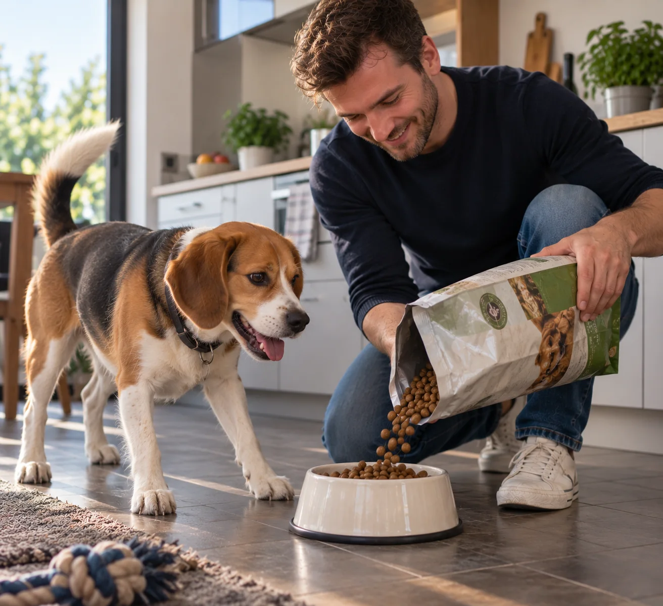 Beagle mit Futter: Tierfutter regelmäßig im Abo