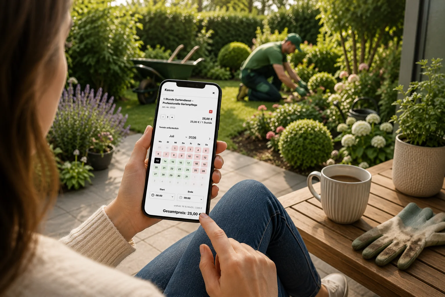 Termin für Gartenpflege direkt im Shop buchen