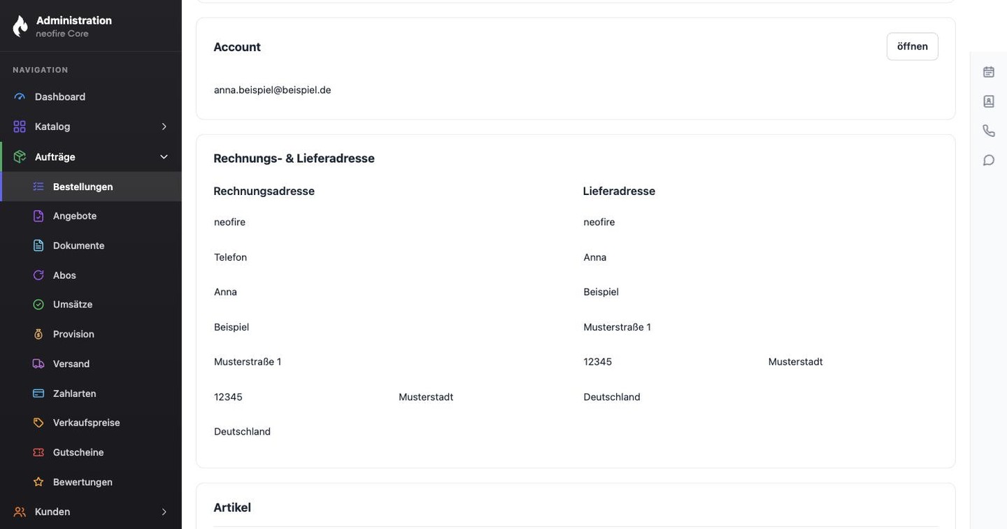 Kunde und Adressen